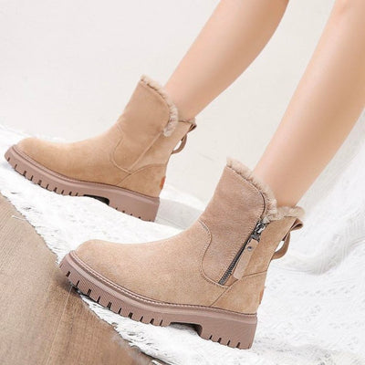 Winterstiefel – warme, mit Fell gefütterte Damenstiefel aus Wildleder