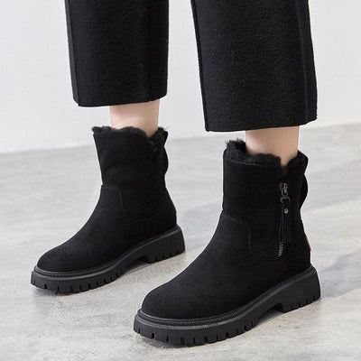 Winterstiefel – warme, mit Fell gefütterte Damenstiefel aus Wildleder