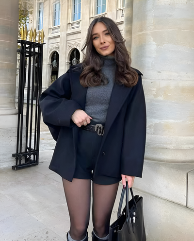Woll-Trenchcoat | Kurz | Einreihig | Oversize-Jacke | Damenjacke