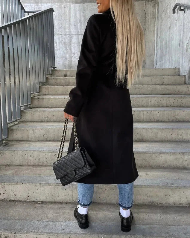 Woll-Trenchcoat | Zweireiher | Lang | Winter-Trenchcoat | Wollmantel für Damen
