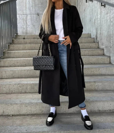 Woll-Trenchcoat | Zweireiher | Lang | Winter-Trenchcoat | Wollmantel für Damen