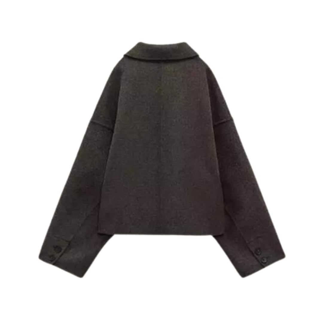 Wolljacke | Einreiher | Lockere Passform | Kurzer Wollmantel | Woll-Trenchcoat für Damen