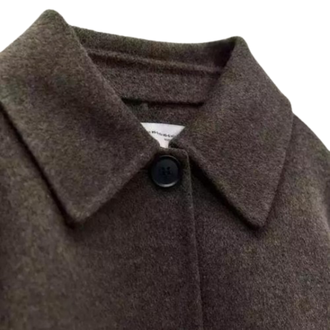 Wolljacke | Einreiher | Lockere Passform | Kurzer Wollmantel | Woll-Trenchcoat für Damen