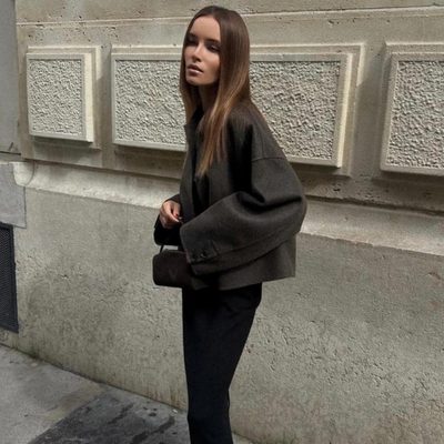 Wolljacke | Einreiher | Lockere Passform | Kurzer Wollmantel | Woll-Trenchcoat für Damen