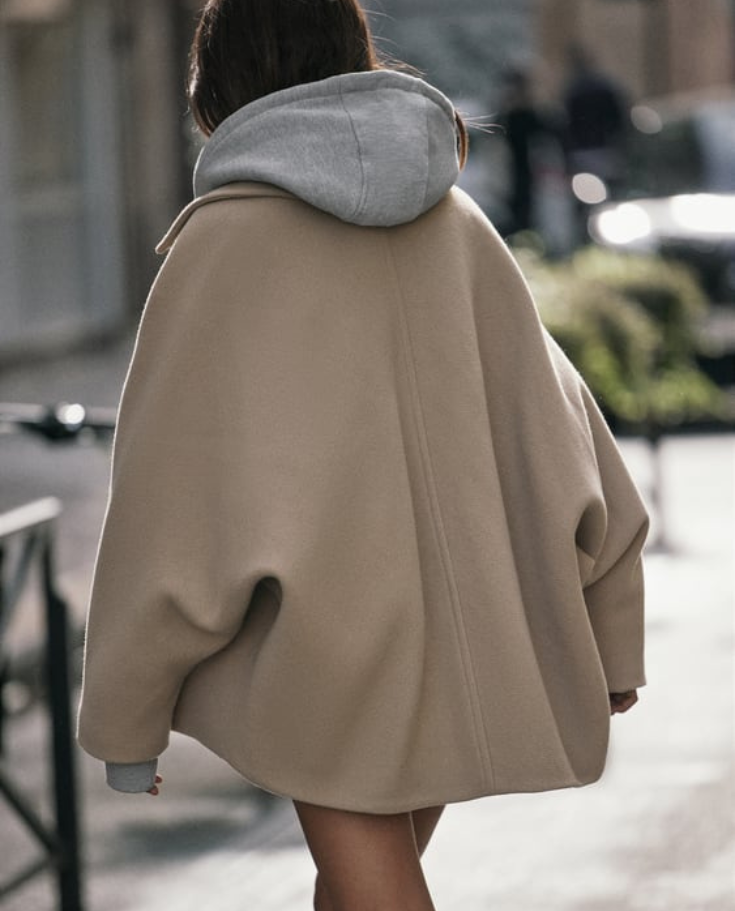 Wolljacke - Lockere Passform - Einreihig - Übergroße Jacke - Kurzer Wollmantel für Damen