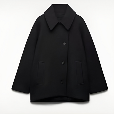 Wolljacke - Lockere Passform - Einreihig - Übergroße Jacke - Kurzer Wollmantel für Damen