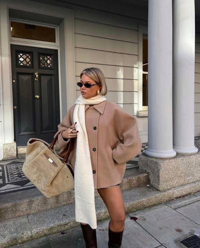 Wolljacke - Lockere Passform - Einreihig - Übergroße Jacke - Kurzer Wollmantel für Damen