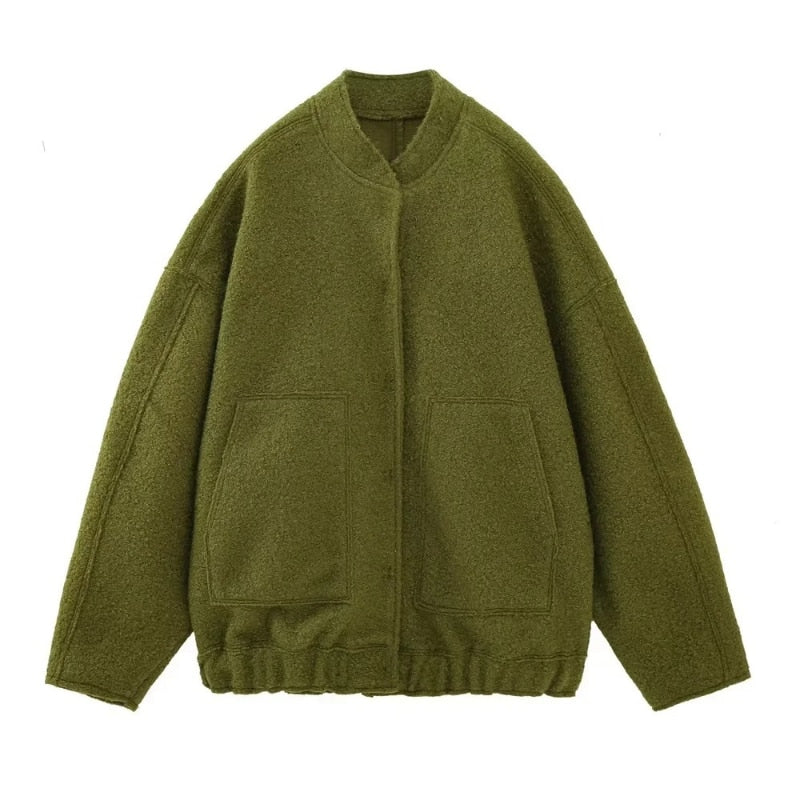 Wolljacke – zum Knöpfen – Kurz – Oversize-Jacke – Winterjacke für Damen