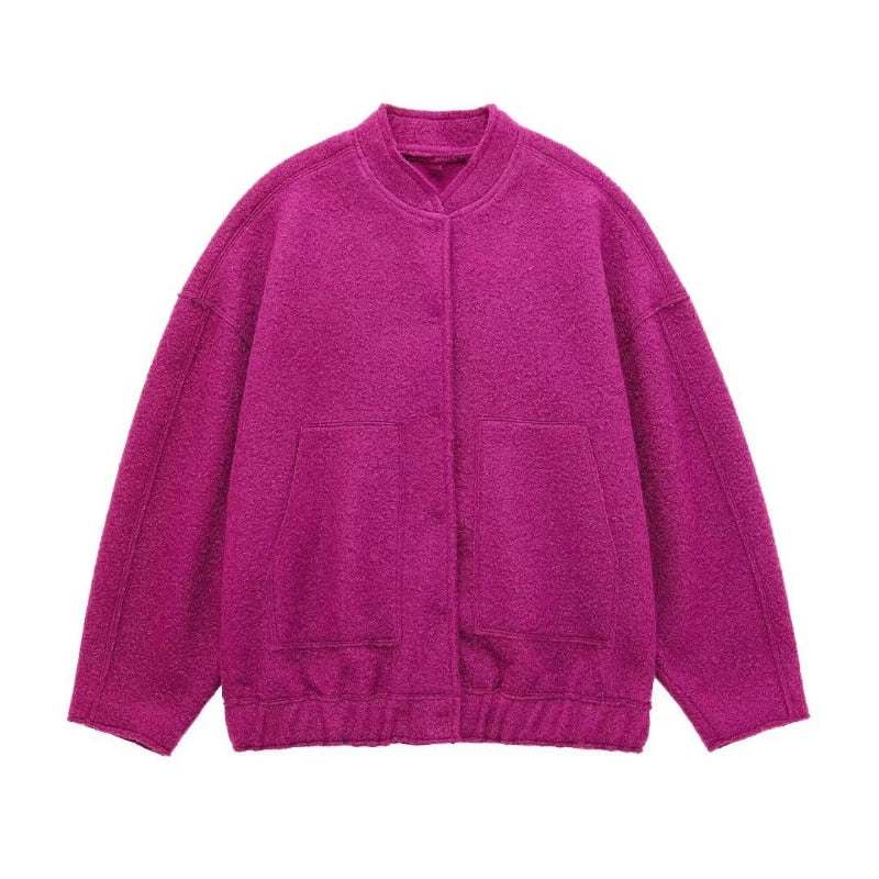 Wolljacke – zum Knöpfen – Kurz – Oversize-Jacke – Winterjacke für Damen