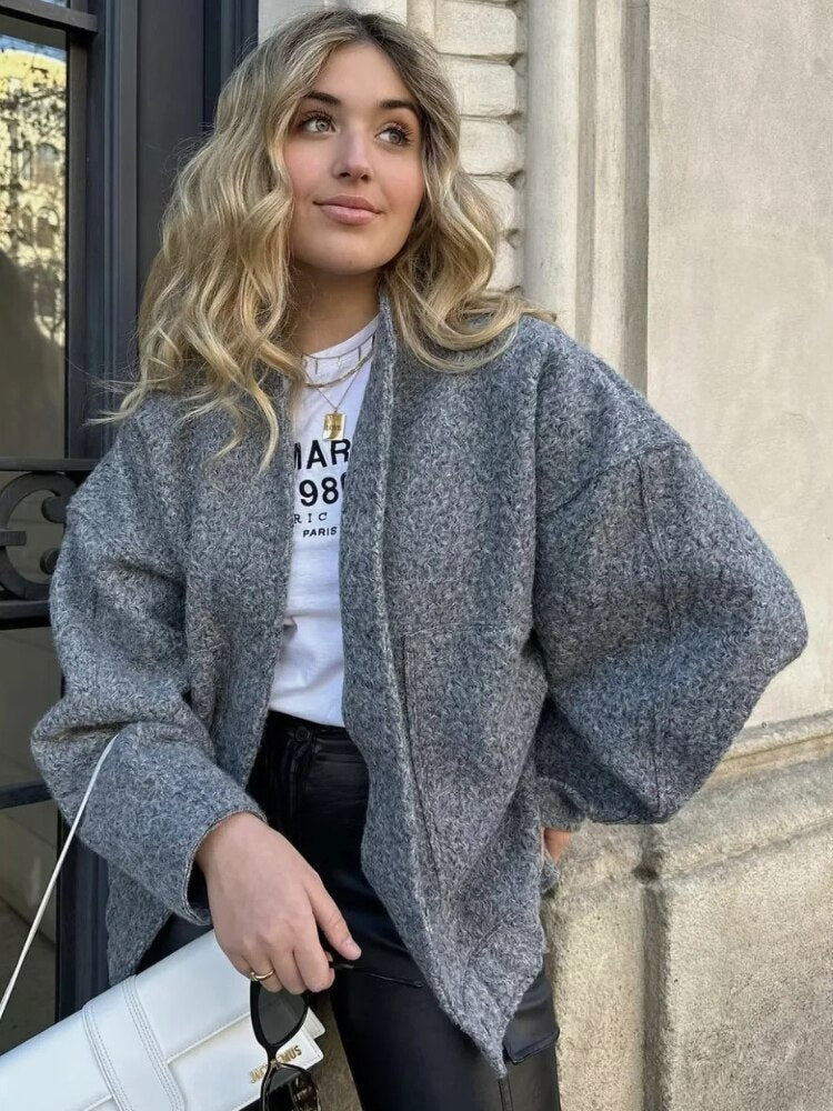 Wolljacke – zum Knöpfen – Kurz – Oversize-Jacke – Winterjacke für Damen