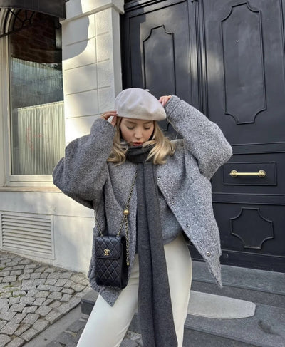 Wolljacke – zum Knöpfen – Kurz – Oversize-Jacke – Winterjacke für Damen