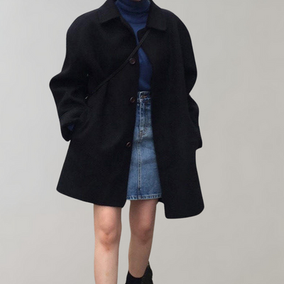 Wollmantel – Damen-Trenchcoat aus Wolle mit lockerer Passform und einem Ärmel