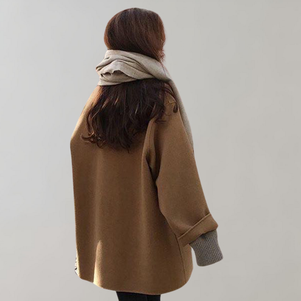Wollmantel – Damen-Trenchcoat aus Wolle mit lockerer Passform und einem Ärmel