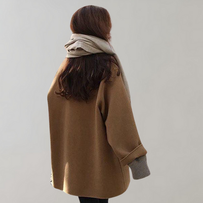 Wollmantel – Damen-Trenchcoat aus Wolle mit lockerer Passform und einem Ärmel