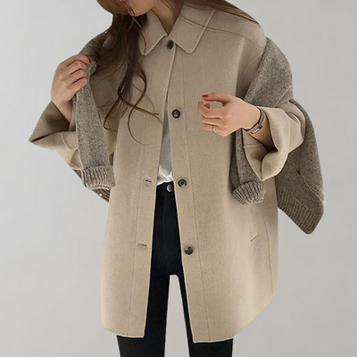 Wollmantel – Damen-Trenchcoat aus Wolle mit lockerer Passform und einem Ärmel