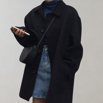 Wollmantel – Damen-Trenchcoat aus Wolle mit lockerer Passform und einem Ärmel