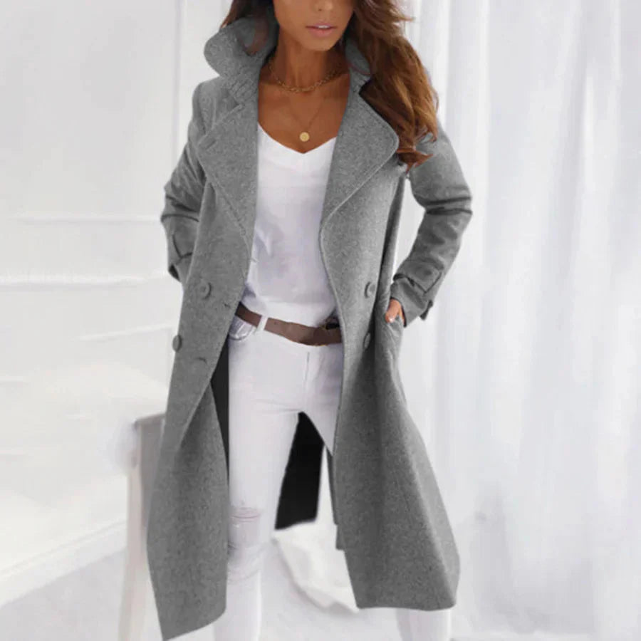 Wollmantel – Zweireiher – lang – Woll-Trenchcoat – Wintermäntel und -jacken für Damen