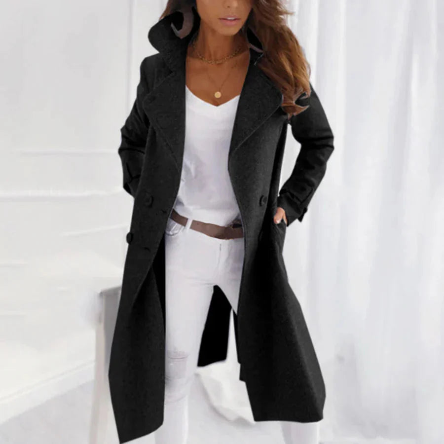 Wollmantel – Zweireiher – lang – Woll-Trenchcoat – Wintermäntel und -jacken für Damen