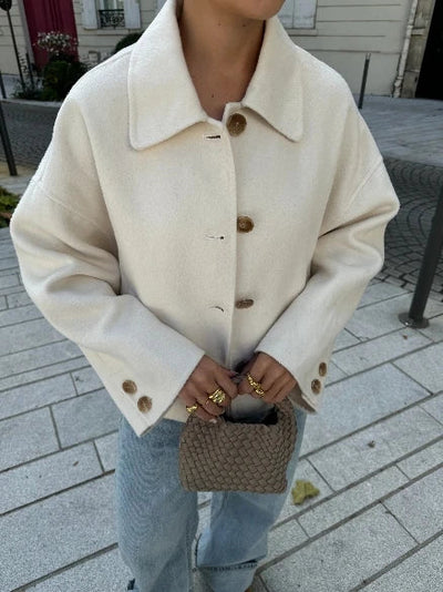 Wollmantel – kurze, einreihige Winterjacke aus Wolle für Damen
