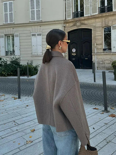 Wollmantel – kurze, einreihige Winterjacke aus Wolle für Damen