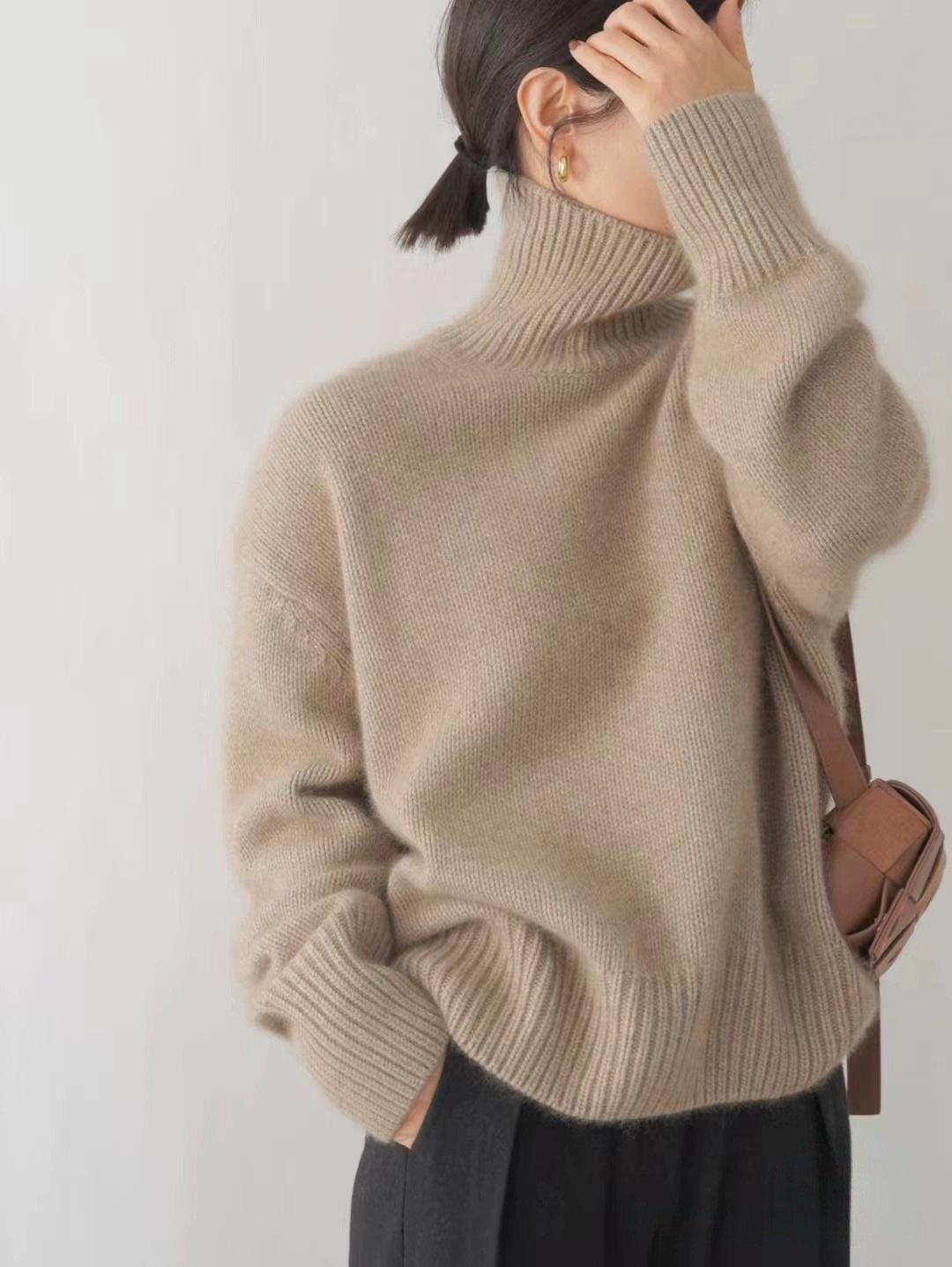 Wollpullover | Lockere Passform | Rollkragenpullover | Strickpullover | Winterkleidung für Damen