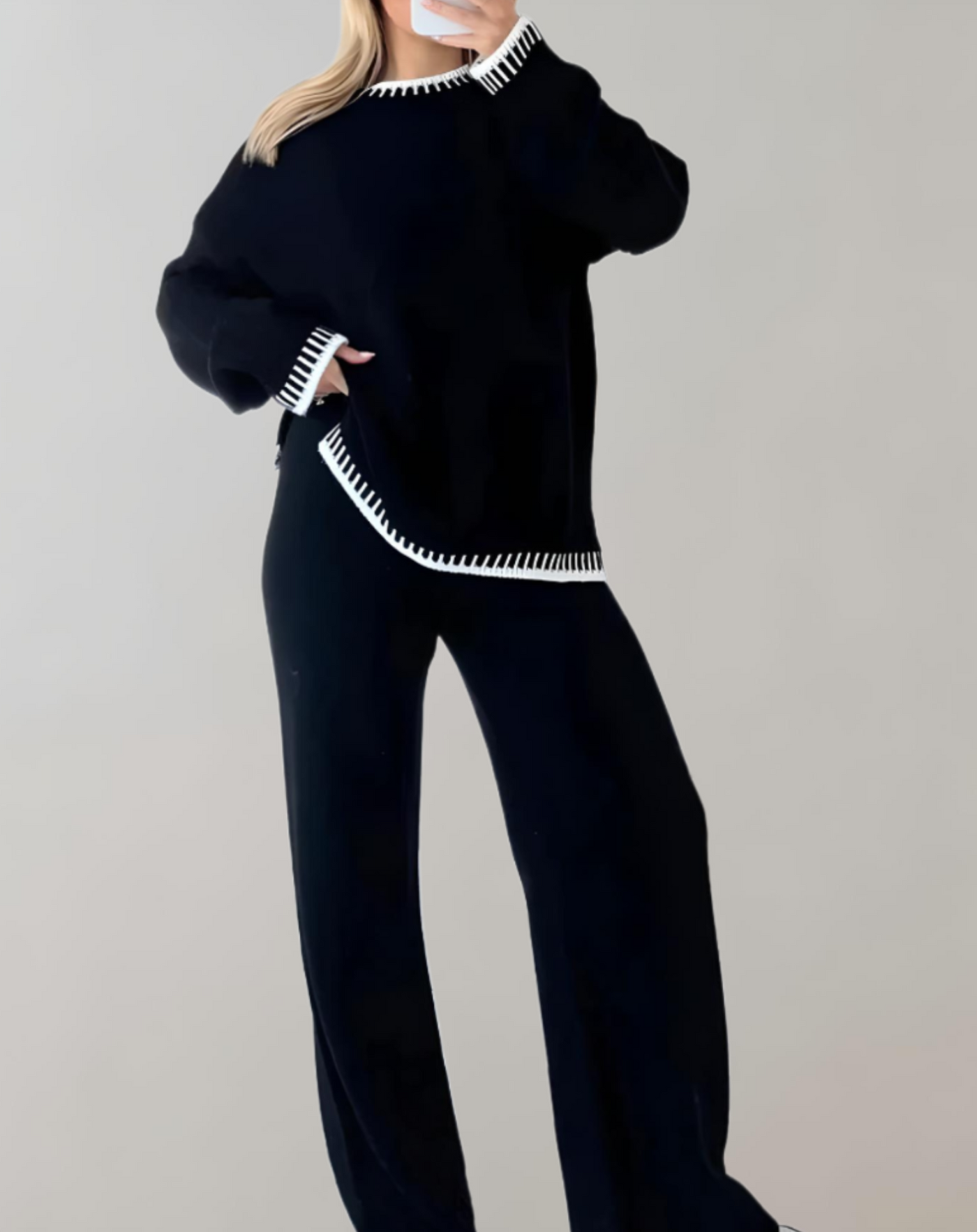 Isabel - Zweiteiliges Set mit gestricktem Oberteil und weiter Hose