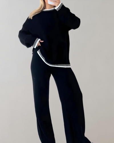 Isabel - Zweiteiliges Set mit gestricktem Oberteil und weiter Hose