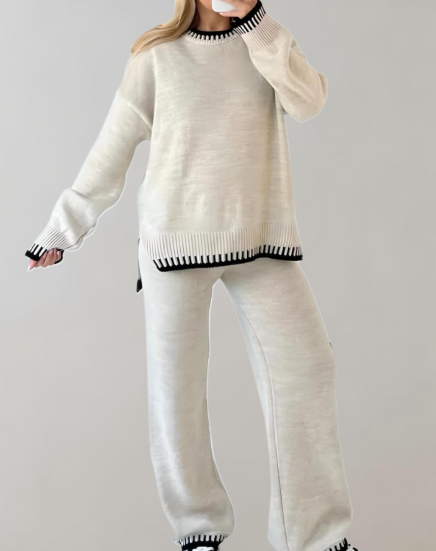 Isabel - Zweiteiliges Set mit gestricktem Oberteil und weiter Hose
