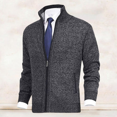Zip Cardigan | Stehkragen | Taschen | Strickjacke | Herren-Strickjacke