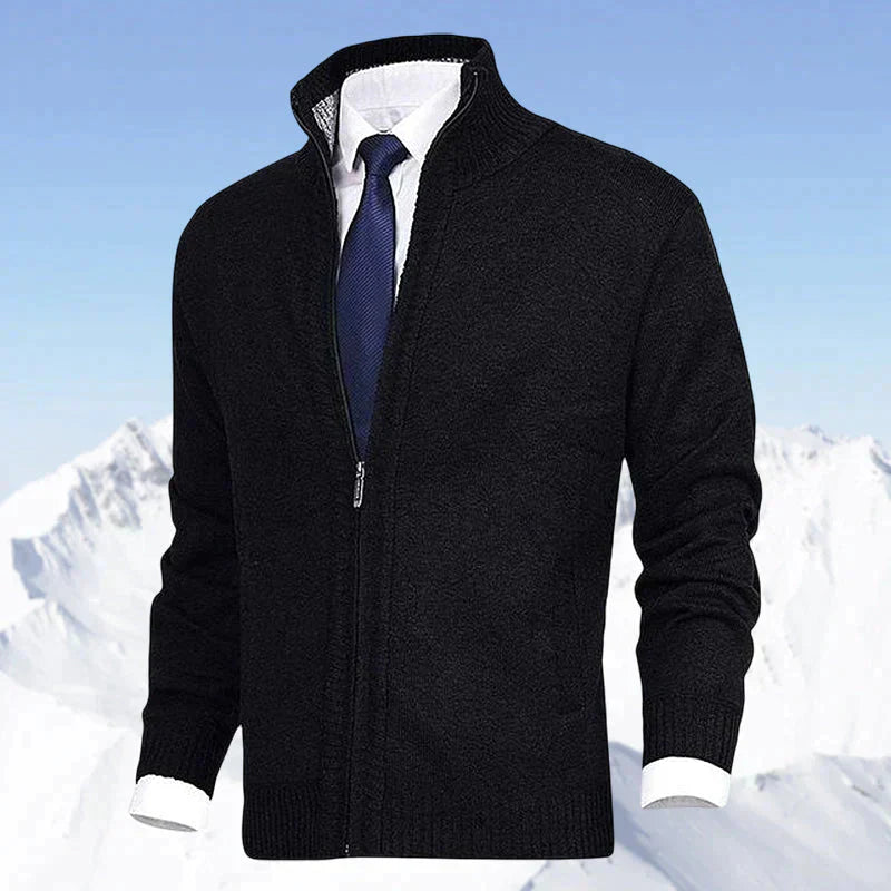 Zip Cardigan | Stehkragen | Taschen | Strickjacke | Herren-Strickjacke