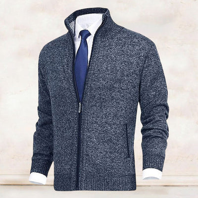 Zip Cardigan | Stehkragen | Taschen | Strickjacke | Herren-Strickjacke