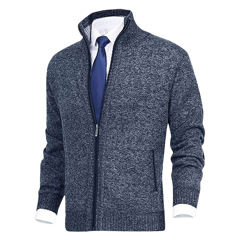Zip Cardigan | Stehkragen | Taschen | Strickjacke | Herren-Strickjacke