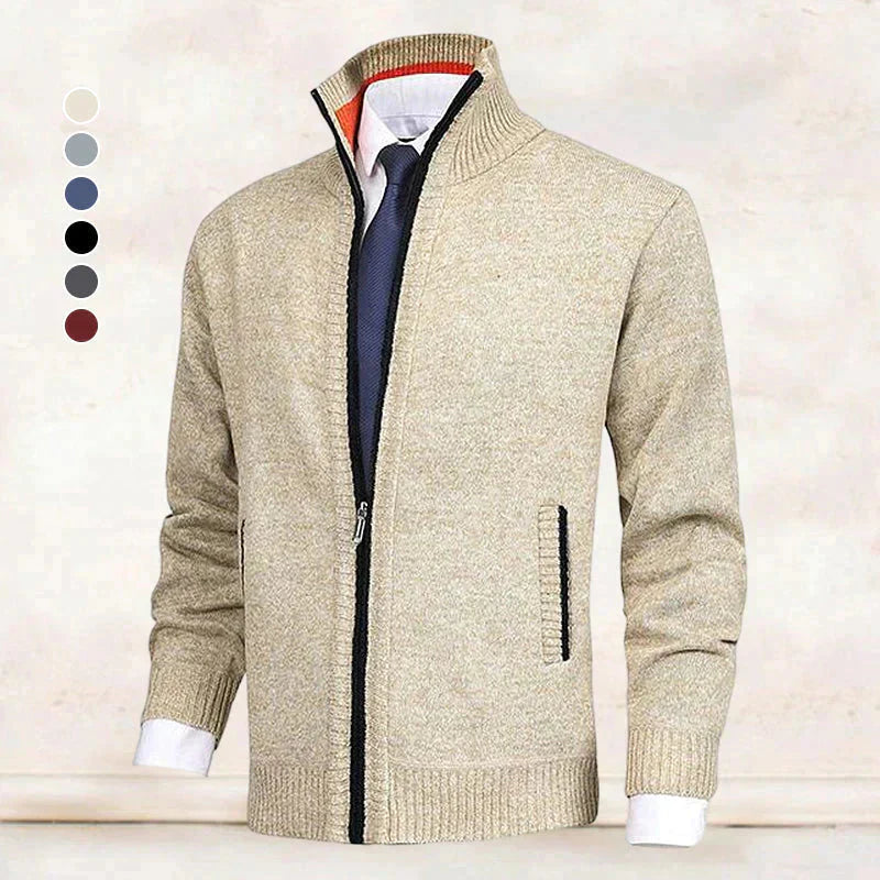 Zip Cardigan | Stehkragen | Taschen | Strickjacke | Herren-Strickjacke