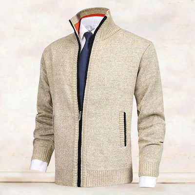 Zip Cardigan | Stehkragen | Taschen | Strickjacke | Herren-Strickjacke