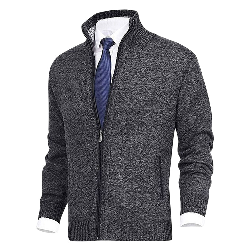 Zip Cardigan | Stehkragen | Taschen | Strickjacke | Herren-Strickjacke
