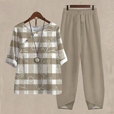 Zweiteiliges Set - Damen Freizeitkleidung mit kurzen Ärmeln und lockerer Passform Sommerkleidung Set