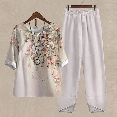 Zweiteiliges Set - Damen Freizeitkleidung mit kurzen Ärmeln und lockerer Passform Sommerkleidung Set
