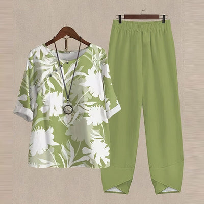 Zweiteiliges Set - Damen Freizeitkleidung mit kurzen Ärmeln und lockerer Passform Sommerkleidung Set