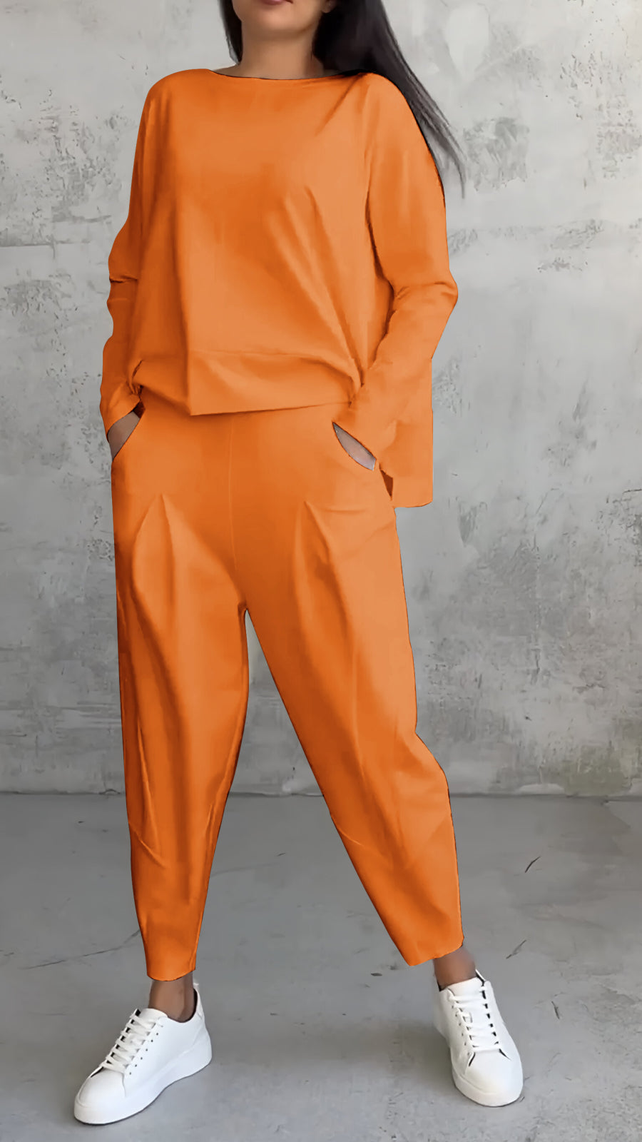 Zweiteiliges Set – Freizeit-Set für Damen mit lockerer Passform und langen Ärmeln