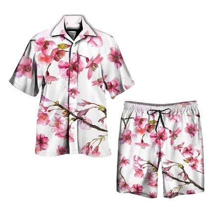 Zweiteiliges Set - Kurzarm-Hawaii-Sommerhemd und Shorts für Männer