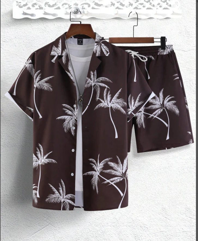 Zweiteiliges Set - Kurzarm-Hawaii-Sommerhemd und Shorts für Männer
