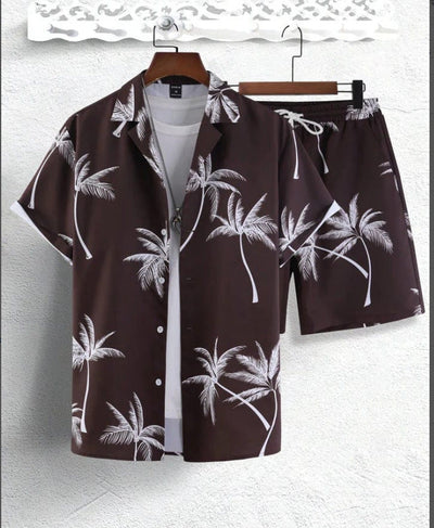 Zweiteiliges Set - Kurzarm-Hawaii-Sommerhemd und Shorts für Männer