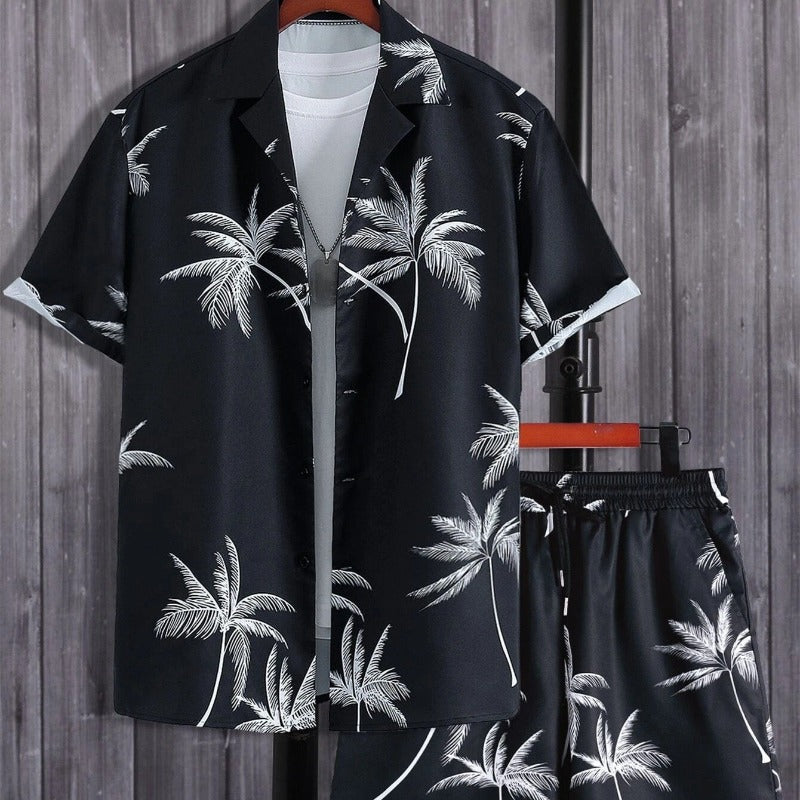 Zweiteiliges Set - Kurzarm-Hawaii-Sommerhemd und Shorts für Männer