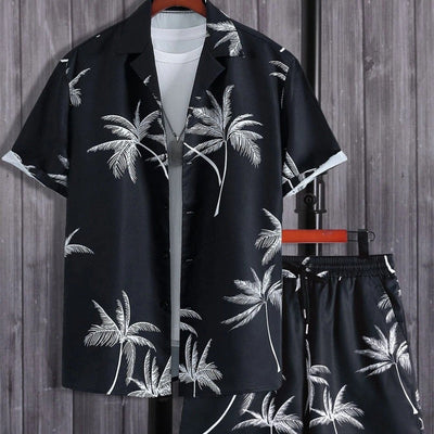 Zweiteiliges Set - Kurzarm-Hawaii-Sommerhemd und Shorts für Männer