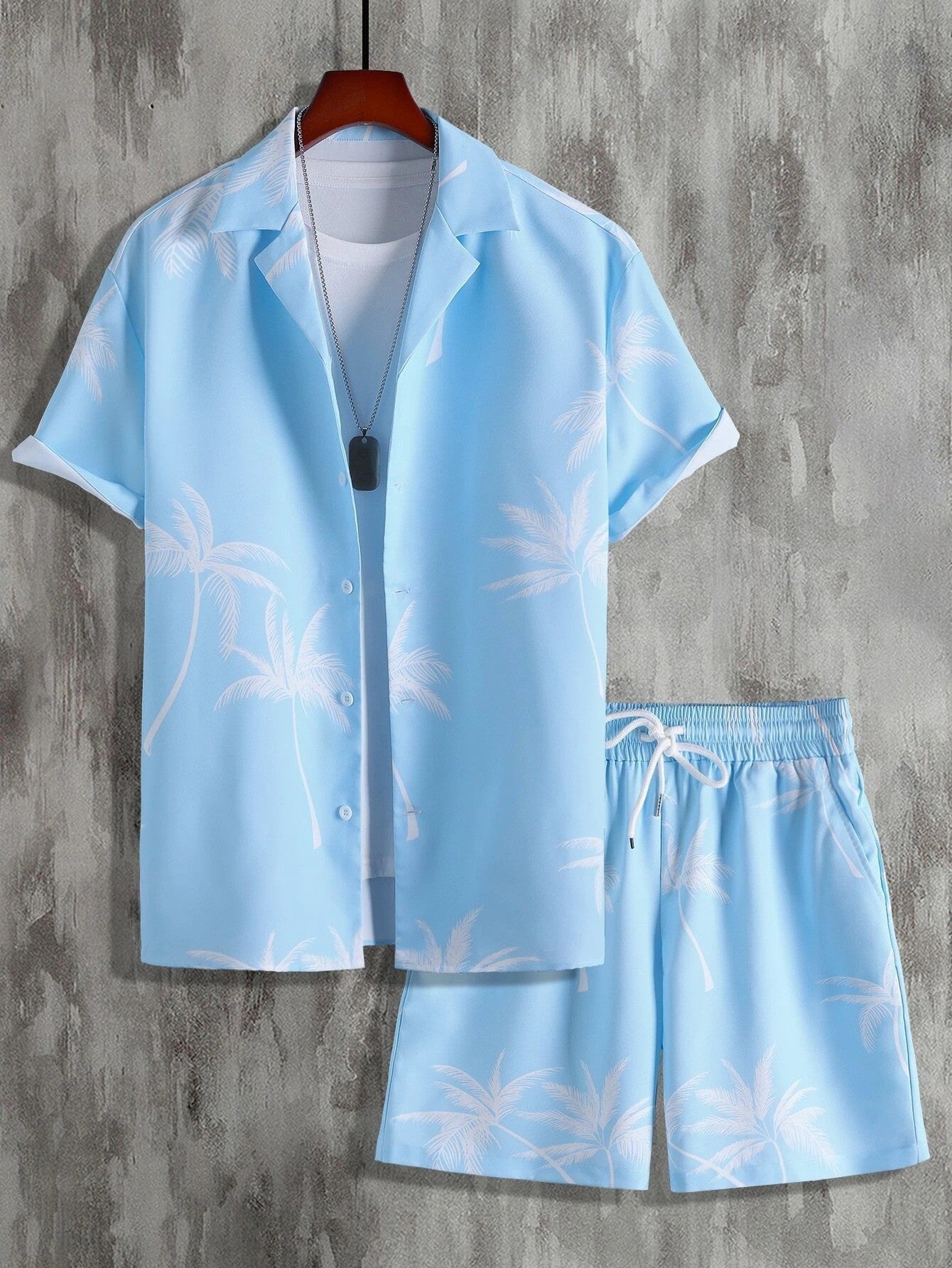 Zweiteiliges Set - Kurzarm-Hawaii-Sommerhemd und Shorts für Männer