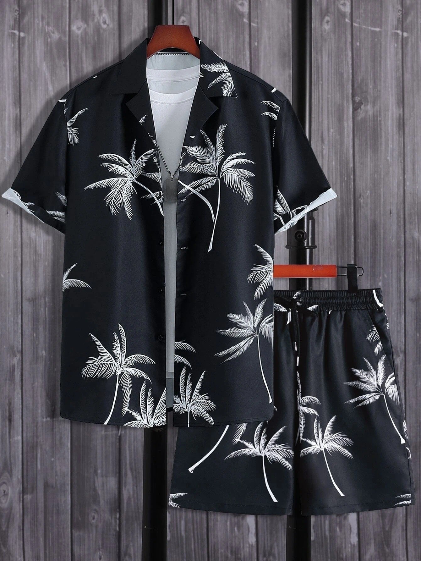 Zweiteiliges Set - Kurzarm-Hawaii-Sommerhemd und Shorts für Männer