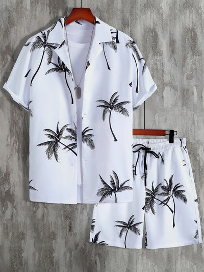 Zweiteiliges Set - Kurzarm-Hawaii-Sommerhemd und Shorts für Männer