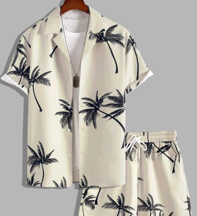 Zweiteiliges Set - Kurzarm-Hawaii-Sommerhemd und Shorts für Männer