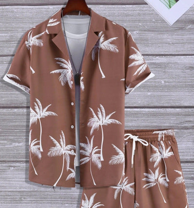 Zweiteiliges Set - Kurzarm-Hawaii-Sommerhemd und Shorts für Männer