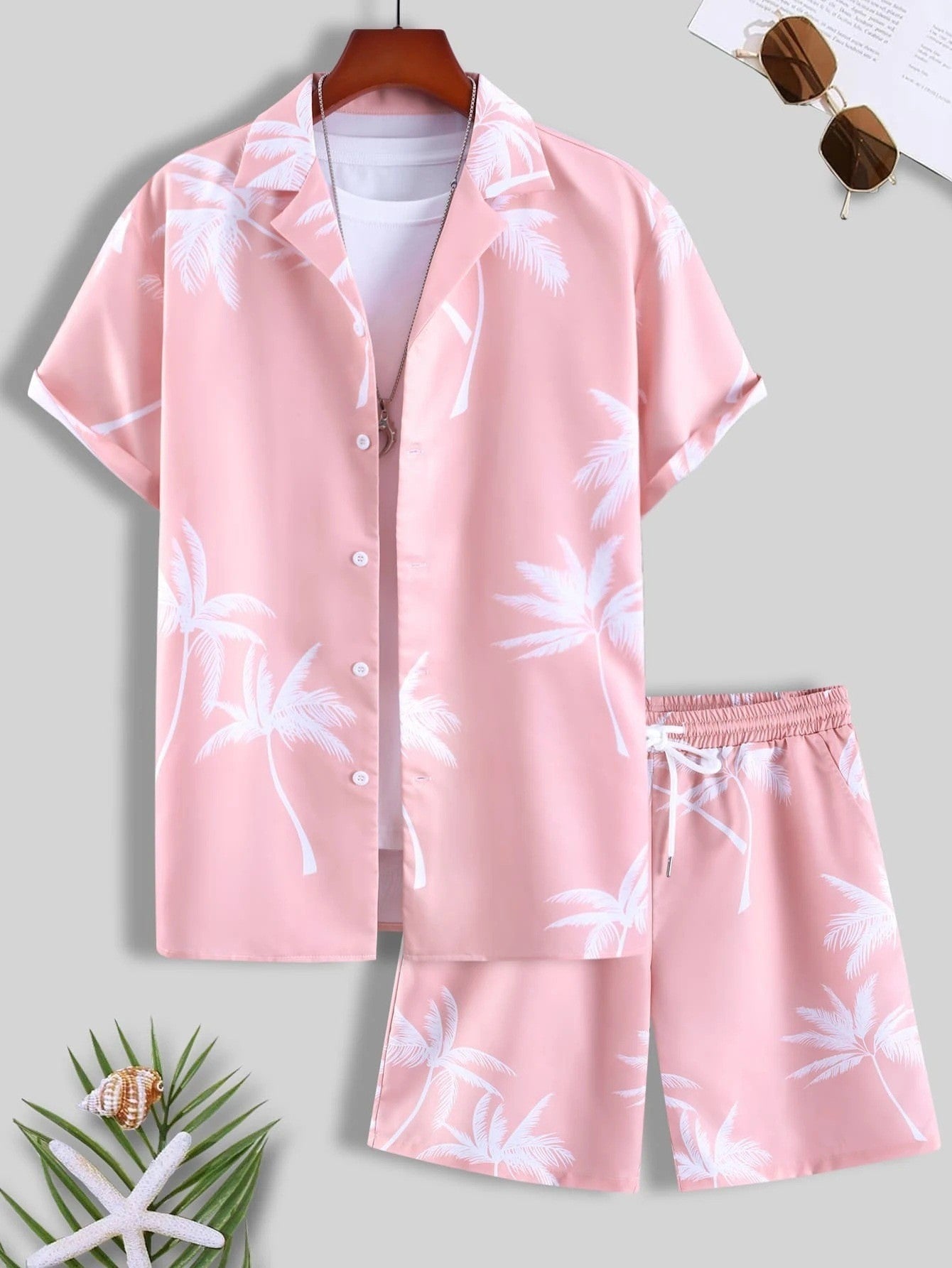 Zweiteiliges Set - Kurzarm-Hawaii-Sommerhemd und Shorts für Männer